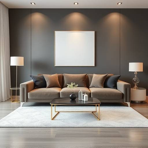 Moderne stue med en elegant sofa og et salongbord
